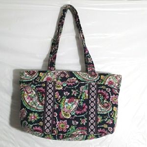 Vera Bradley Black Green Pink Paisley Sachel NWOT